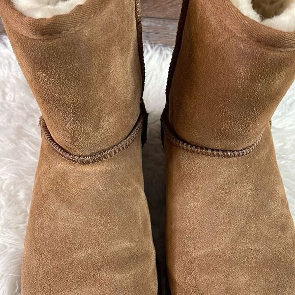 BEACH FEET Suede Sheepskin Wool Lined Classic Low Chestnut Women’s Boot Size 8 - Picture 15 of 16